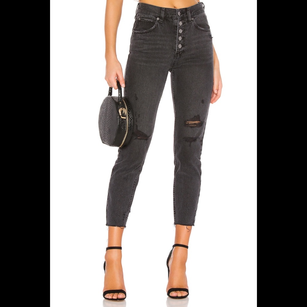 NWT Free People Blossom Rigid Jean in Black Sz 30